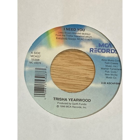 Trisha Yearwood 45 7" Vinyl Record Hello I'm Gone I need You 1996 MCA - Picture 1 of 4